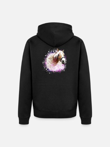 cavallo, haflinger, graffiti, pittura, blu, cavalli, - Felpa con cappuccio ecologica premium unisex - nero