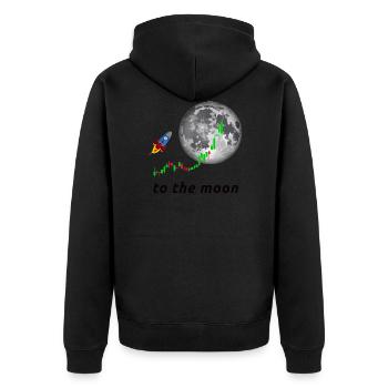 To the Moon - Unisex Premium Bio Zip Hoodie - Schwarz - Hinten - Nico (187cm)