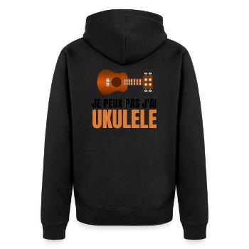 Je peux pas j'ai ukulélé t shirt instrument - Veste à capuche bio Premium Unisexe - noir - Dos - Nico (187cm)