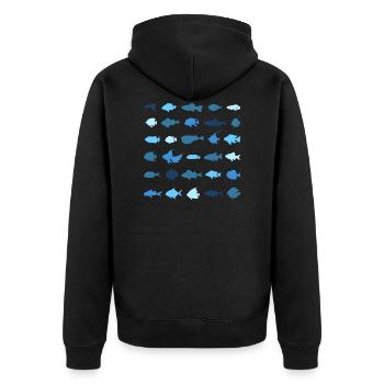 Les petits poissons - Veste à capuche bio Premium Unisexe - noir - Dos - Nico (187cm)