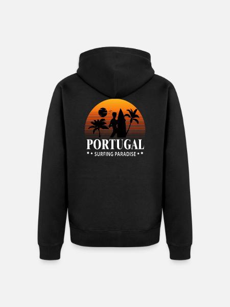 Surfing Paradise Portugal - Unisex Premium Organic Zip Hoodie - black