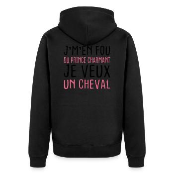 Je m'en fou du prince charmant je veux un cheval - Veste à capuche bio Premium Unisexe - noir - Dos - Nico (187cm)