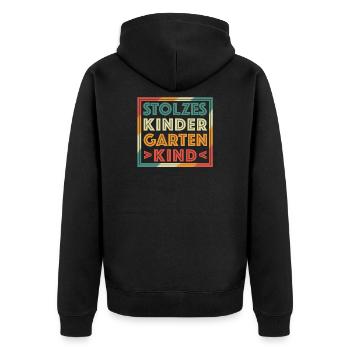 Kindergarten Kind Kindergartenkind - Unisex Premium Bio Zip Hoodie - Schwarz - Hinten - Nico (187cm)