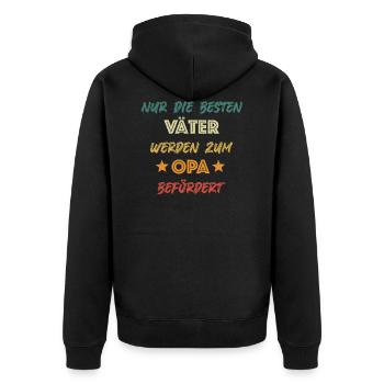 Vater wird Opa, Papa wird Opa - Unisex Premium Bio Zip Hoodie - Schwarz - Hinten - Nico (187cm)