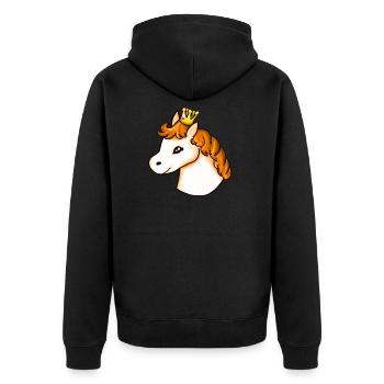 Pony Apricot - Unisex Premium Organic Zip Hoodie - black - Back - Nico (187cm)