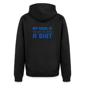ich schütze meine Seele - Unisex Premium Bio Zip Hoodie - Schwarz - Hinten - Nico (187cm)
