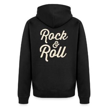 Rock n Roll - Rock - Rocker - Unisex Premium Bio Zip Hoodie - Schwarz - Hinten - Nico (187cm)