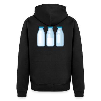Milch - Unisex Premium Bio Zip Hoodie - Schwarz - Hinten - Nico (187cm)
