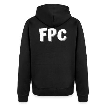 FPC doesn't shit - Unisex Premium Organic Zip Hoodie - black - Back - Nico (187cm)