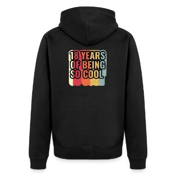 Vintage 18 ans d’être cool - Veste à capuche bio Premium Unisexe - noir - Dos - Nico (187cm)