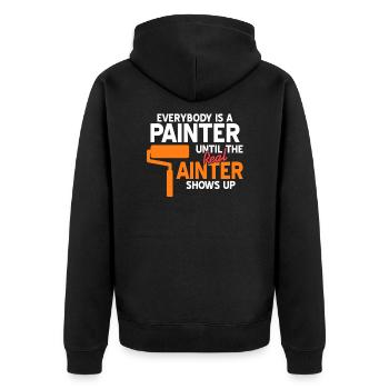 painter - Unisex Premium Organic Zip Hoodie - black - Back - Nico (187cm)