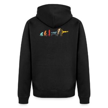 Calisthenics Evolution Street Body Workout - Unisex Premium Bio Zip Hoodie - Schwarz - Hinten - Nico (187cm)