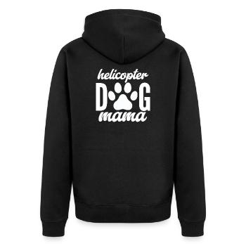 Helicopter Dog Mama - Unisex Premium Organic Zip Hoodie - black - Back - Nico (187cm)