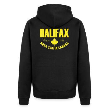 Halifax nova scotia Geschenk Kanada Kanadisch - Unisex Premium Bio Zip Hoodie - Schwarz - Hinten - Nico (187cm)