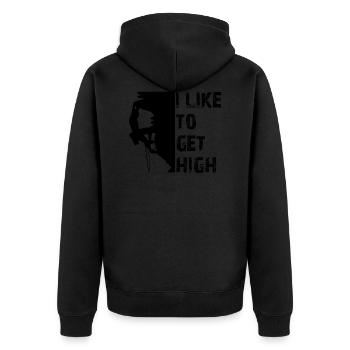 Klettern - Unisex Premium Bio Zip Hoodie - Schwarz - Hinten - Nico (187cm)