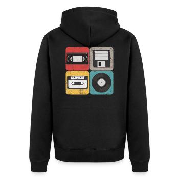 Floppy Video Case Vinyl Radio Play Box Retro - Unisex Premium Organic Zip Hoodie - black - Back - Nico (187cm)