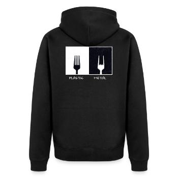 Plastic Metal Vinatge Geschenk Musik Gabel - Unisex Premium Bio Zip Hoodie - Schwarz - Hinten - Nico (187cm)