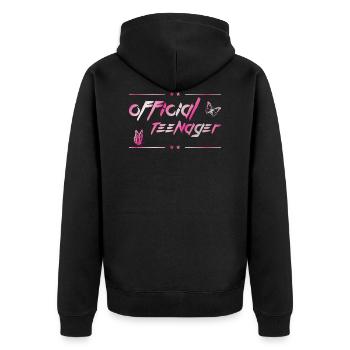 official teen - birthday design for teens - Unisex Premium Organic Zip Hoodie - black - Back - Nico (187cm)
