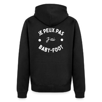 je peux pas j ai baby foot t shirt humour drôle - Veste à capuche bio Premium Unisexe - noir - Dos - Nico (187cm)
