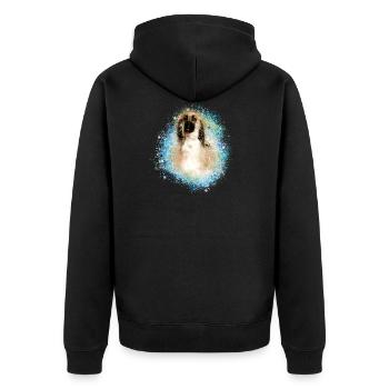 Afghanischer Windhund,Chart Afghane Polski,afghane - Unisex Premium Bio Zip Hoodie - Schwarz - Hinten - Nico (187cm)