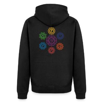 7 yoga chakras - Unisex Premium Bio Zip Hoodie - Schwarz - Hinten - Nico (187cm)