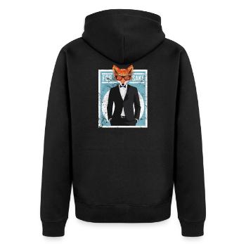 Fuchs Tier Abstrakt - Unisex Premium Bio Zip Hoodie - Schwarz - Hinten - Nico (187cm)