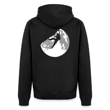 Vollmond und Klettern - Unisex Premium Bio Zip Hoodie - Schwarz - Hinten - Nico (187cm)