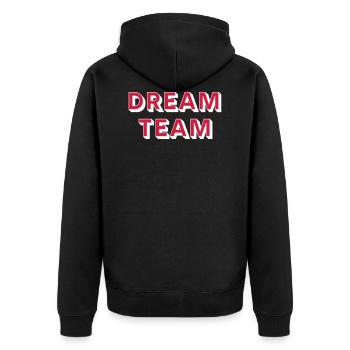 DREAMTEAM - Unisex Premium Organic Zip Hoodie - black - Back - Nico (187cm)