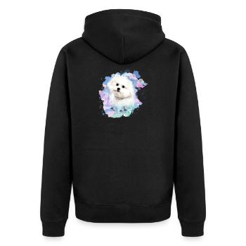 bichon frisé, malteser, dog, watercolour, watercolour - Unisex Premium Organic Zip Hoodie - black - Back - Nico (187cm)