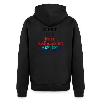 c'est mon jour aujourd'hui c'est mon anniversaire - Veste à capuche bio Premium Unisexe - noir - Dos - Nico (187cm)