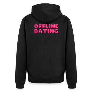 Offline, Détente, Connaissance, Offline dating - Veste à capuche bio Premium Unisexe - noir - Dos - Nico (187cm)