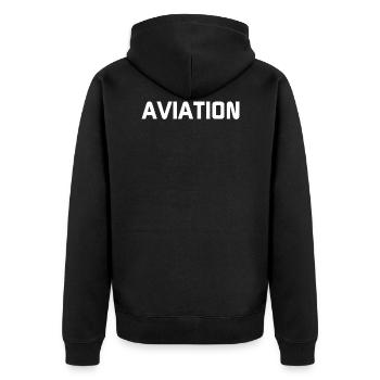 aviation - Unisex Premium Organic Zip Hoodie - black - Back - Nico (187cm)