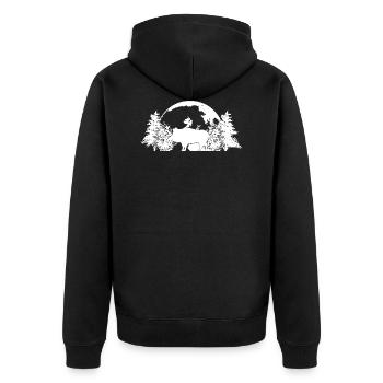 Eber Geschenk Jäger Jagd Wildschwein Jägersmann - Unisex Premium Bio Zip Hoodie - Schwarz - Hinten - Nico (187cm)
