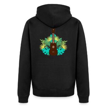 Musician Gift Ukulele Hawaii - Unisex Premium Organic Zip Hoodie - black - Back - Nico (187cm)