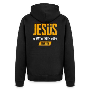 Jesus Der Weg Wahrheit Leben Johannes 14 6 Christl - Unisex Premium Bio Zip Hoodie - Schwarz - Hinten - Nico (187cm)