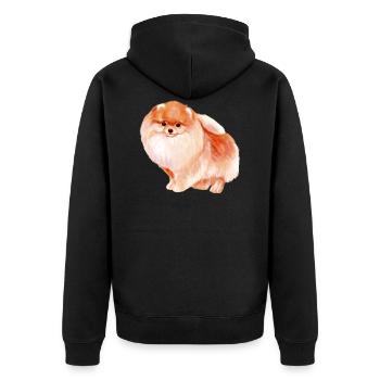 Pomeranian - Unisex Premium Bio Zip Hoodie - Schwarz - Hinten - Nico (187cm)