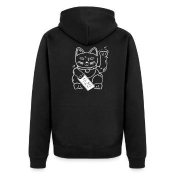 Line Maneki Neko - Unisex Premium Organic Zip Hoodie - black - Back - Nico (187cm)