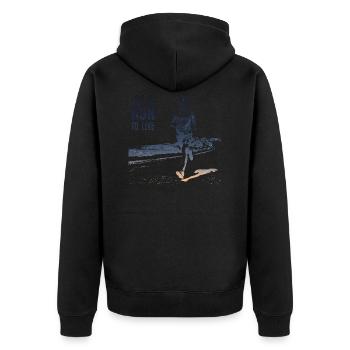 Run - Unisex Premium Organic Zip Hoodie - black - Back - Nico (187cm)