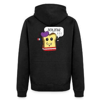 French Toast - Unisex Premium Organic Zip Hoodie - black - Back - Nico (187cm)