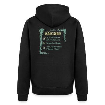 Gärtner - Unisex Premium Bio Zip Hoodie - Schwarz - Hinten - Nico (187cm)