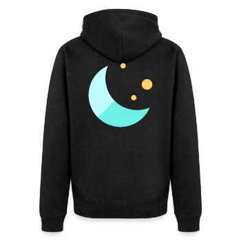 Mond - Unisex Premium Bio Zip Hoodie - Schwarz - Hinten - Nico (187cm)