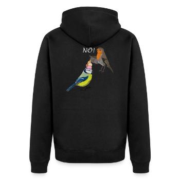 Rotkehlchen Blaumeise Eis Kopf NÖ Lustige Vögel - Unisex Premium Bio Zip Hoodie - Schwarz - Hinten - Nico (187cm)