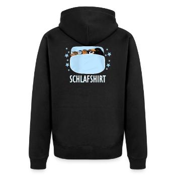 Schlafshirt Schlafanzug Pyjama Vögel kuscheln - Unisex Premium Bio Zip Hoodie - Schwarz - Hinten - Nico (187cm)