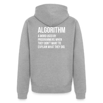 Algorithm Programming Informatic Geschenk - Unisex Premium Bio Zip Hoodie - Grau meliert - Hinten - Nico (187cm)