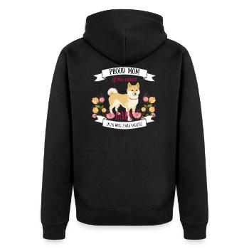 Hundemama Baby coole Sprüche Hund Shiba Inu Süß - Unisex Premium Bio Zip Hoodie - Schwarz - Hinten - Nico (187cm)