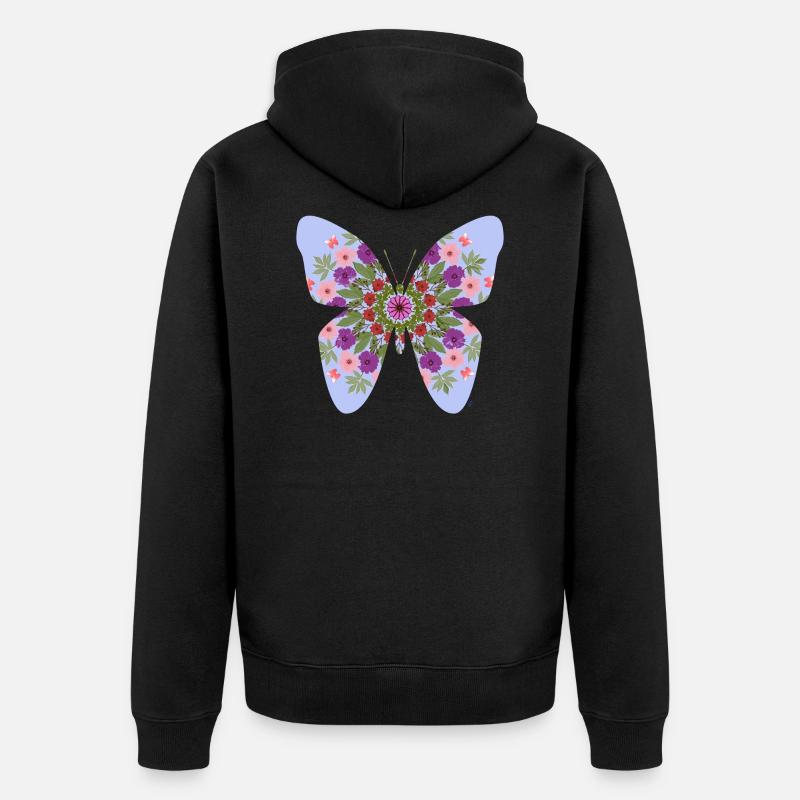 papillon et fleurs - Veste à capuche bio Premium Unisexe - noir