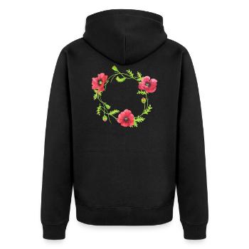 Les fleurs couronne de printemps de mariage pavot - Veste à capuche bio Premium Unisexe - noir - Dos - Nico (187cm)