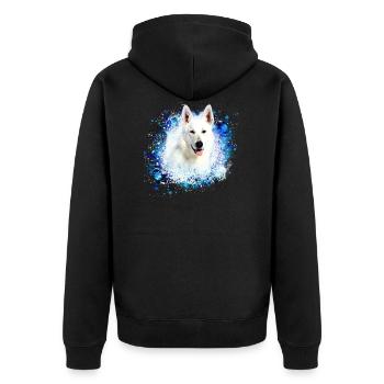 Chien de berger ,chien de berger blanc,Chien, peinture - Veste à capuche bio Premium Unisexe - noir - Dos - Nico (187cm)