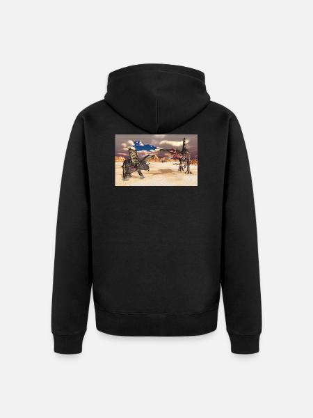 Pentaceratops and Spinosaurus - Unisex Premium Organic Zip Hoodie - black