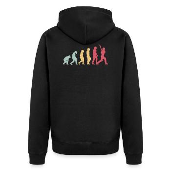 Cricket Evolution Vintage Retro Geschenk - Unisex Premium Bio Zip Hoodie - Schwarz - Hinten - Nico (187cm)